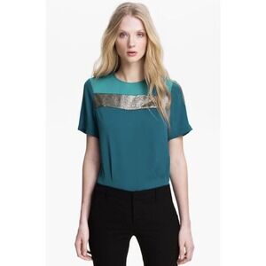 Diane Von Furstenberg Silk Blouse Colorblock Darla Top Women Size‎ 0
